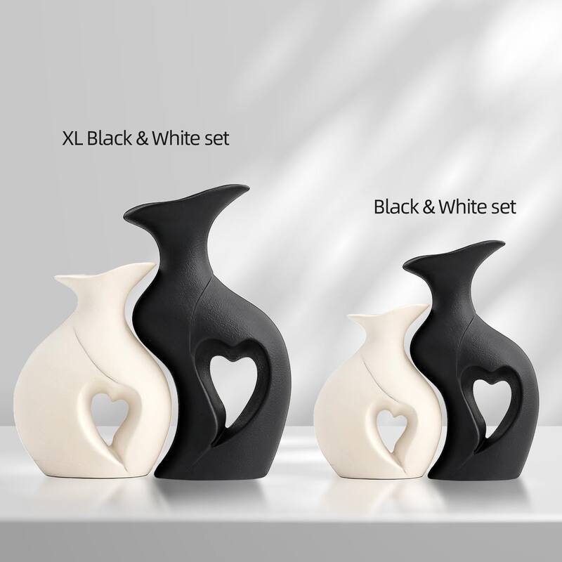 Conjunto de vasos KKgoubz XL Cerâmica em forma de coração em preto